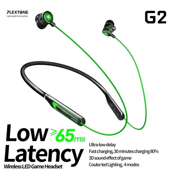 Plextone G2 Wireless Gaming Headset- Green (as shown in picture)