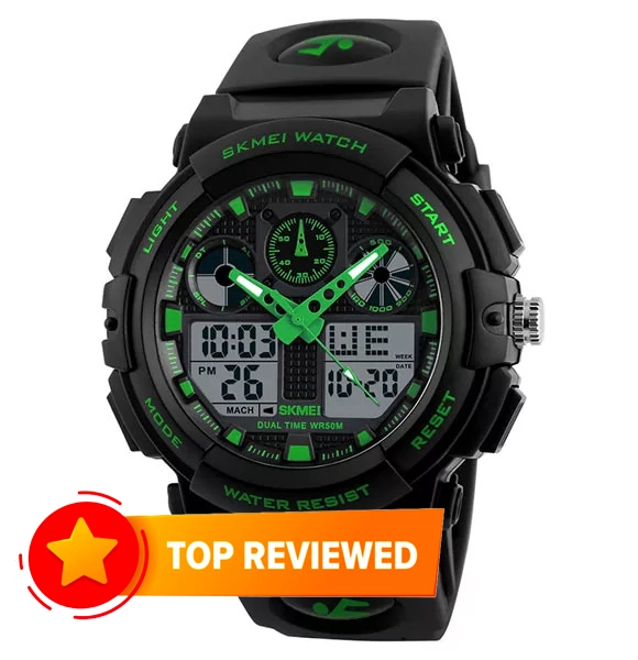 SKMEI 1270 Sports Dual Display Alarm Stopwatch Military LED Waterproof Digital Watches For Men