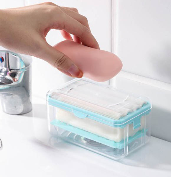 Soap Box Hands Free Foaming Soap Dish Multifunctional Soap Dish Hands Free Foaming Draining Household Storage Box Cleaning Tool (DS)