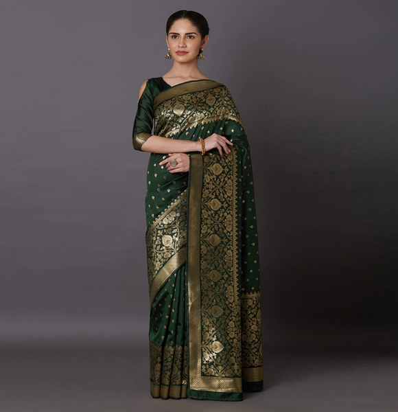 Gorgeous Silk Blend Printed Saree with Blouse GM-1153