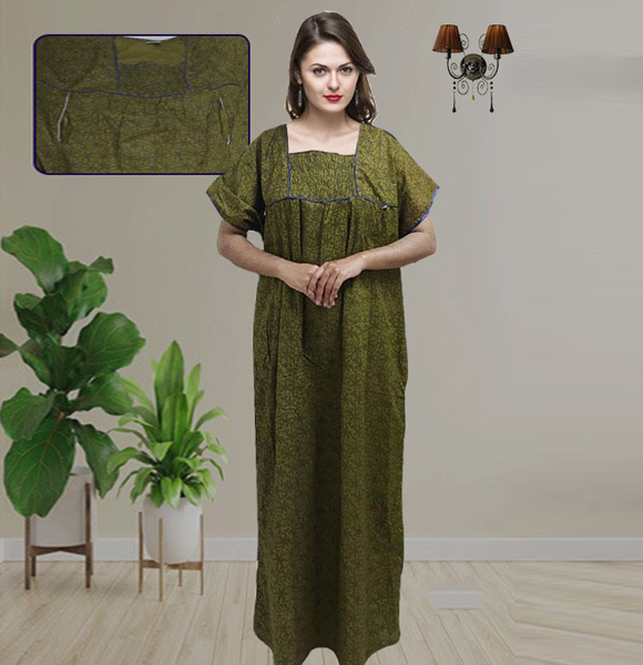 Cotton Comfortable Mother care Feeding Maxi Dress For Women GM-1474