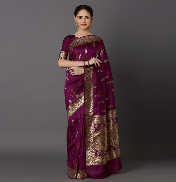 Gorgeous Silk Blend Printed Saree with Blouse GM-1163