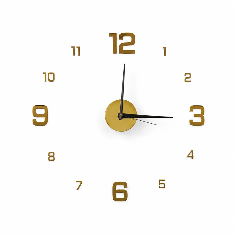 3D DIY Frameless Wall Clock | Large Decorative Silent Wall Clock