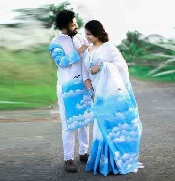 Dhupian Saree + Punjabi (Couple set) GM-174