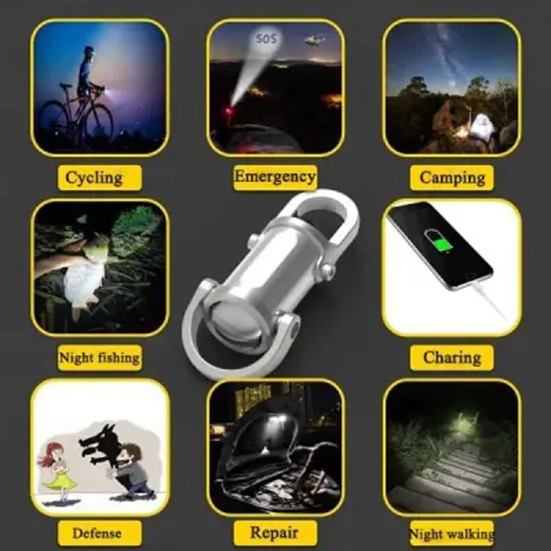 KD088 7 Modes High Power LED + COB Keychain Flashlight Type-C Rechargeable