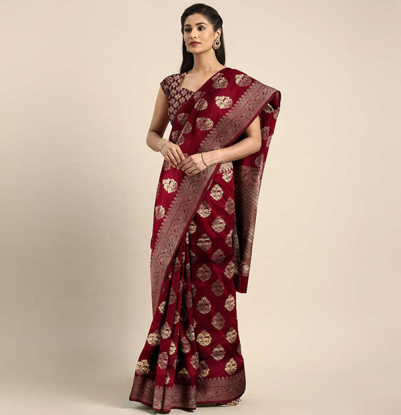 Gorgeous Silk Blend Printed Saree with Blouse GM-1144