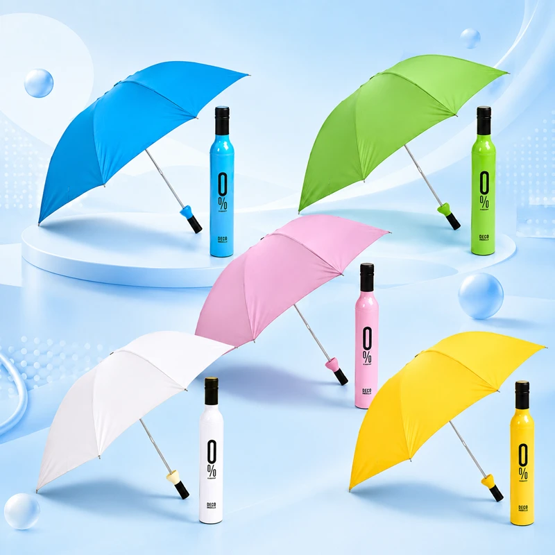 Wine Bottle Shaped Folding Umbrella
