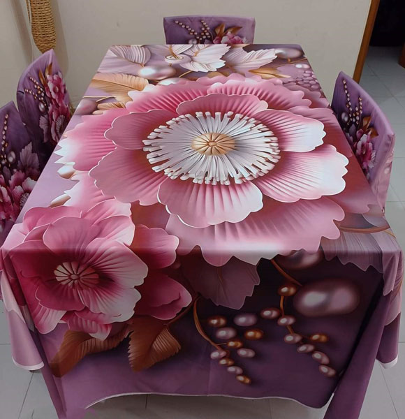China Premium 3D Print Table Cloth Set