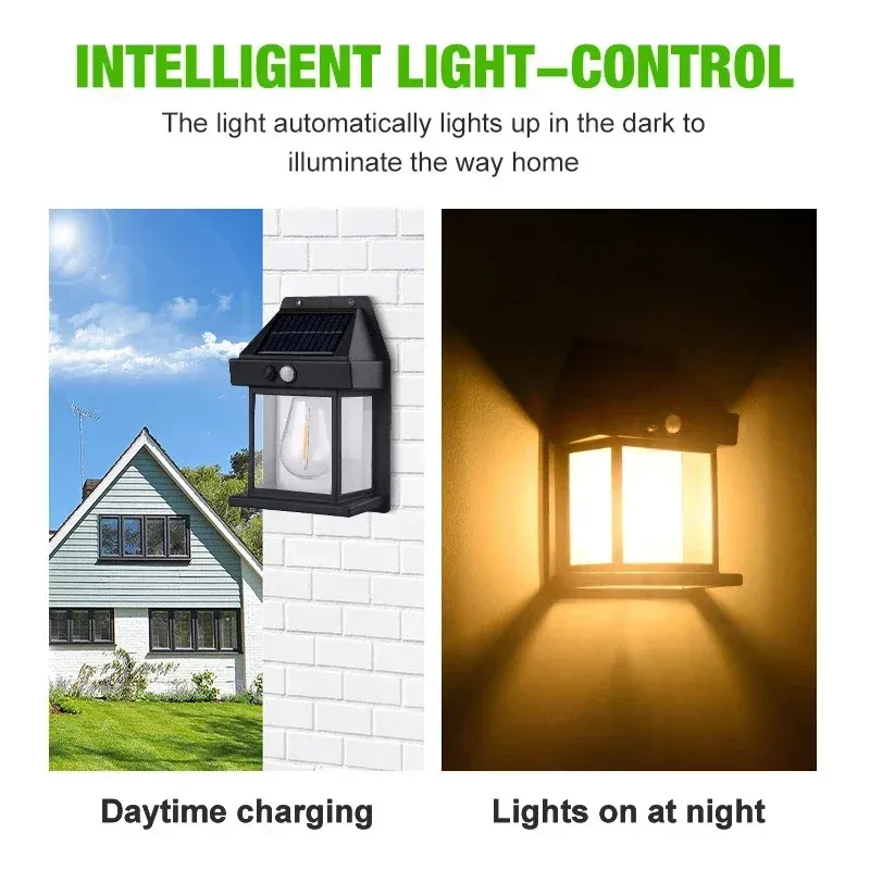 Outdoor Solar Wall Lamp with PIR Motion Sensor IP65