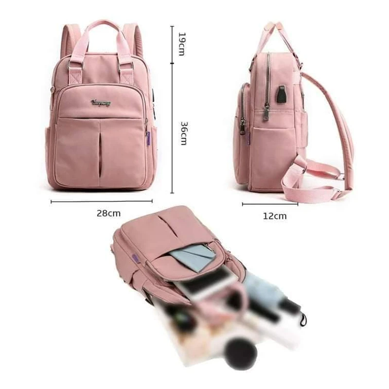 New leisure nylon ladies China Bagpack (Pink)