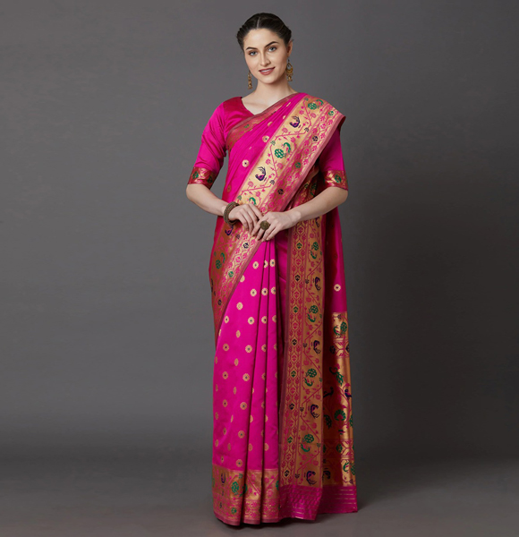 Gorgeous Silk Blend Printed Saree with Blouse GM-1140