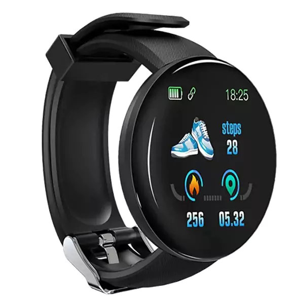 D18 Smart Watch Men Women Blood Pressure Round Smartwatch Waterproof Sport Smart Watch Fitness Tracker For Android (ANV)