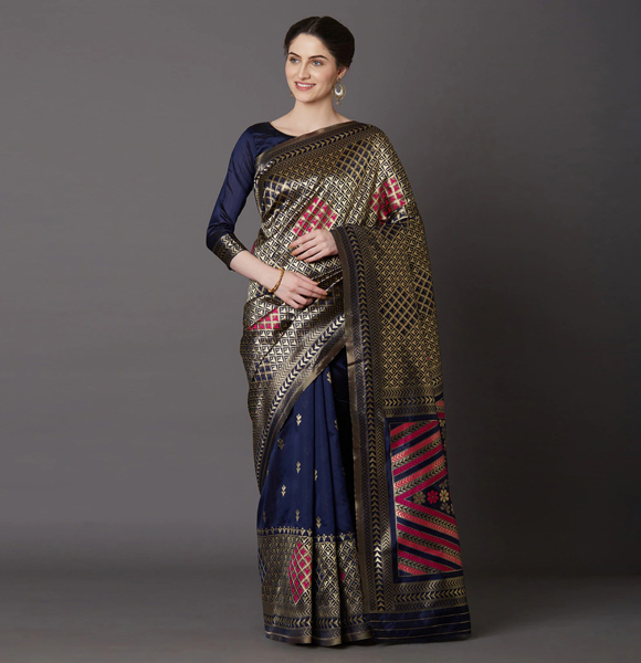 Gorgeous Silk Blend Printed Saree with Blouse GM-1155