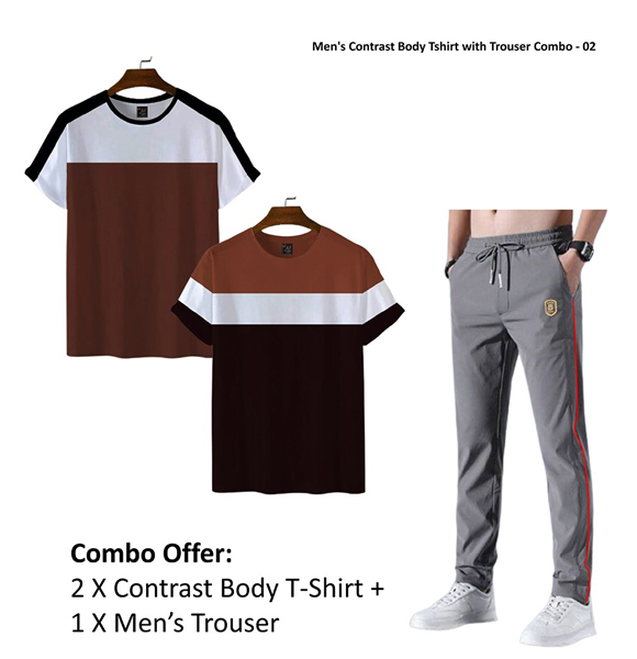 Men's Contrast Body Tshirt with Trouser Combo - 02