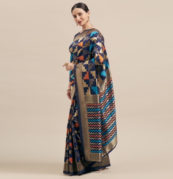 Gorgeous Silk Blend Printed Saree with Blouse GM-1156