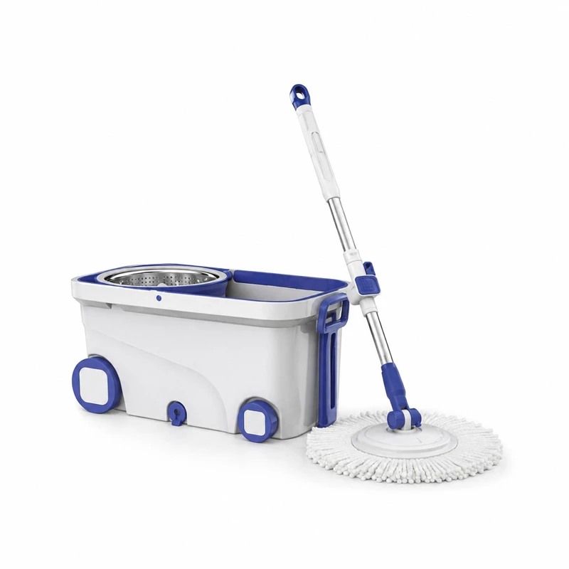 360-Degree Rotating Magic Spin Mop and Bucket Set with Wheels and Stainless Steel Dehydration Basket