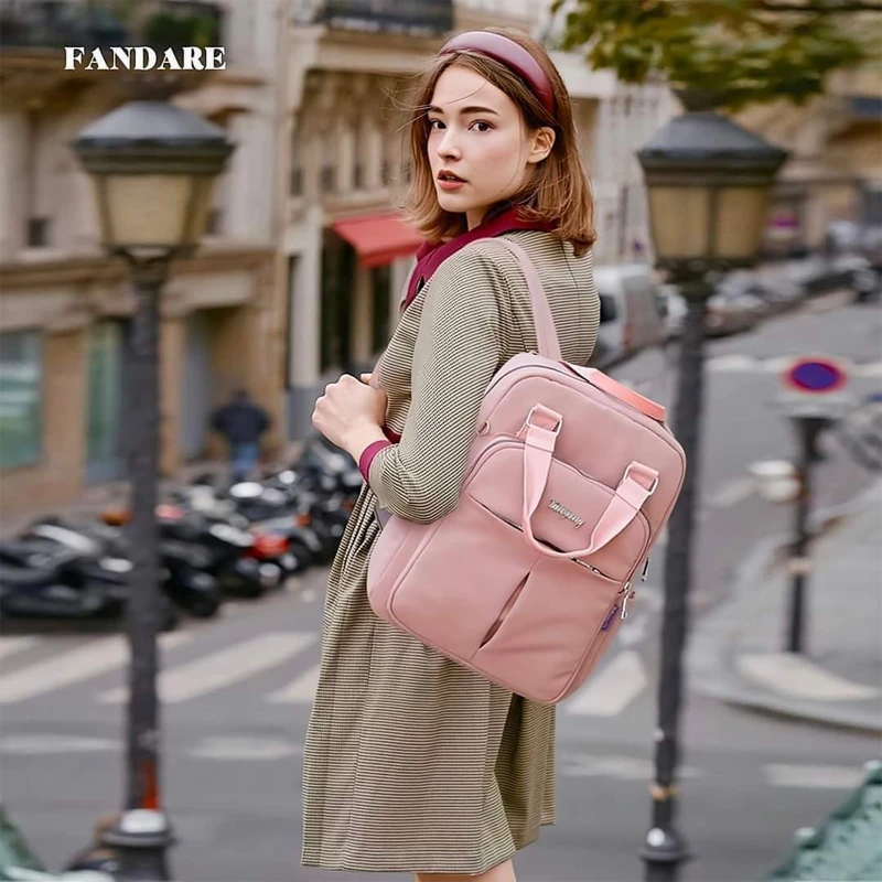 New leisure nylon ladies China Bagpack (Pink)
