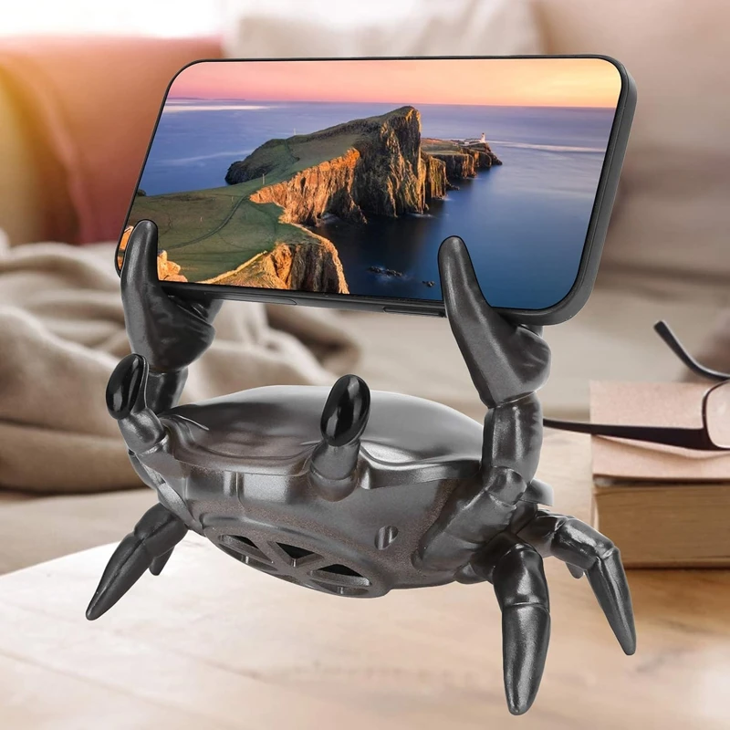 VO-F8 3-in-1 Cute Crab Phone Holder & Bluetooth Speaker 5W with Desktop Organizer