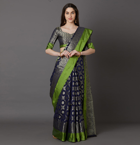 Gorgeous Silk Blend Printed Saree with Blouse GM-1189