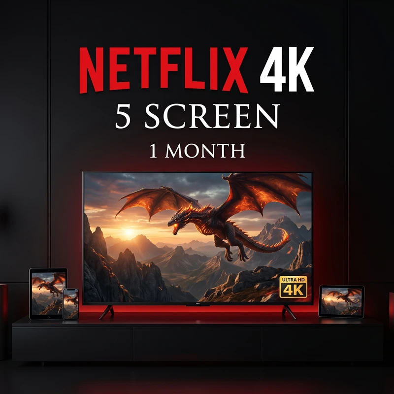 Netflix 4K 5 Screen Subscription - 1 Month