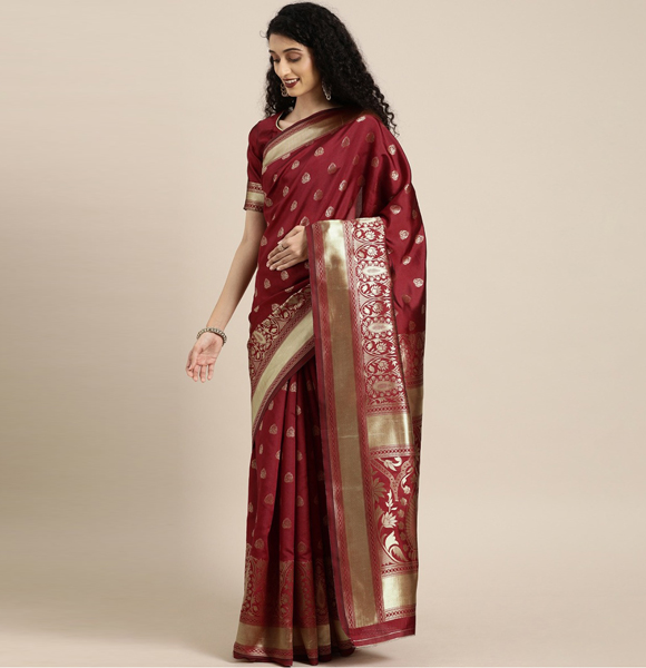 Gorgeous Silk Blend Printed Saree with Blouse GM-1165