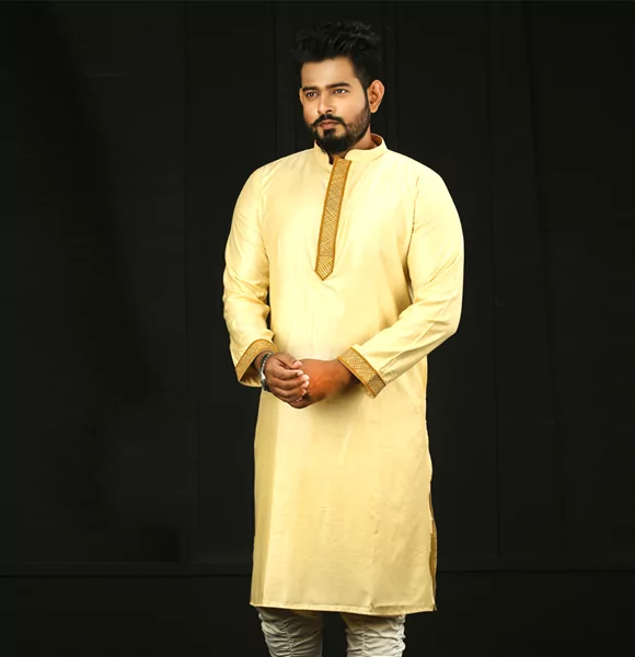Stylish Golden Color Panjabi without Coati for Men's