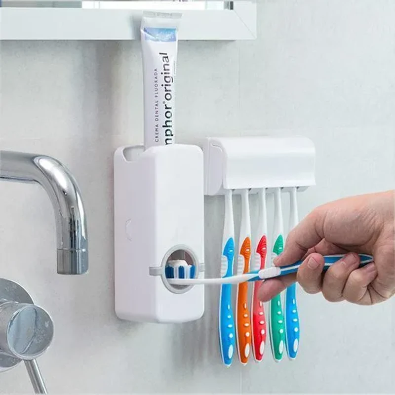 Wall Mounted Automatic Toothpaste Dispenser |  Toothpaste Squeezer And Toothbrush Holder Set