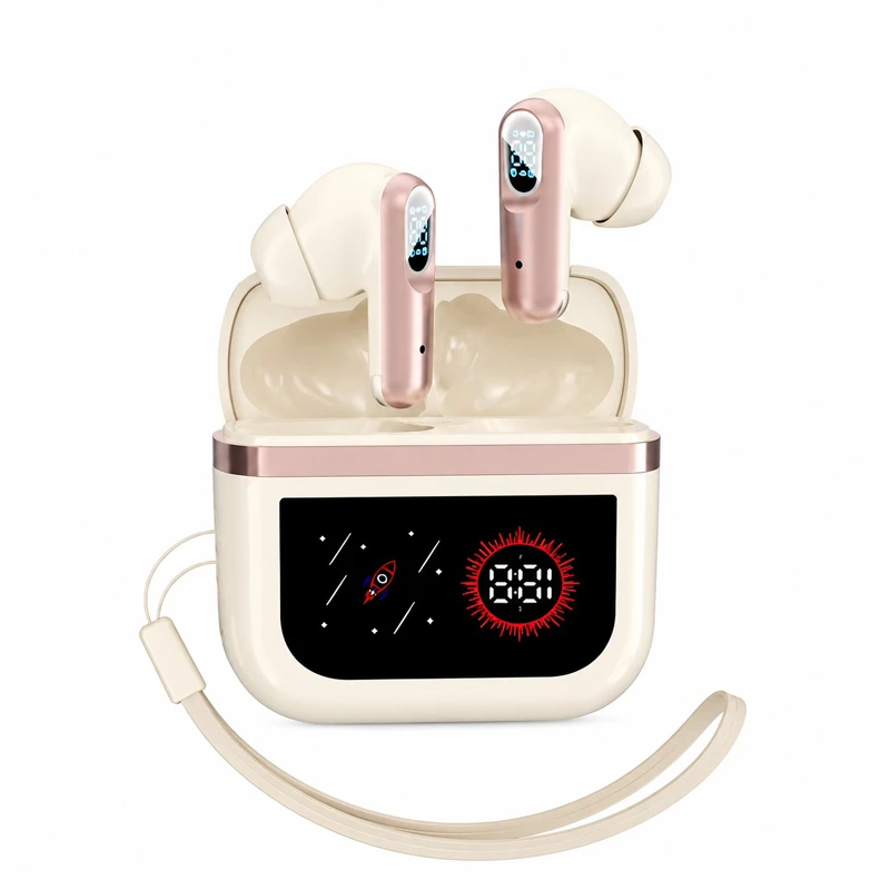 J61 True Wireless Bluetooth Earbuds with Low Latency Gaming, LED Display & Lanyard Case