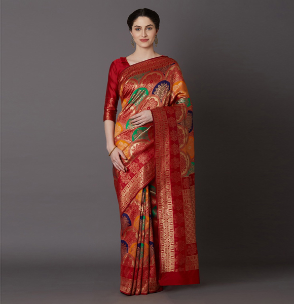 Gorgeous Silk Blend Printed Saree with Blouse GM-1162