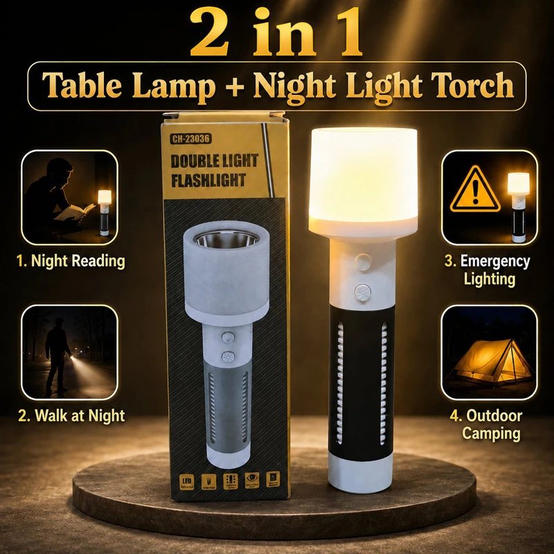 2-in-1 Rechargeable Double Light Torch & Reading Table Lamp