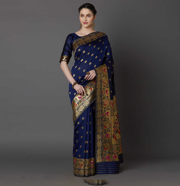 Gorgeous Silk Blend Printed Saree with Blouse GM-1139