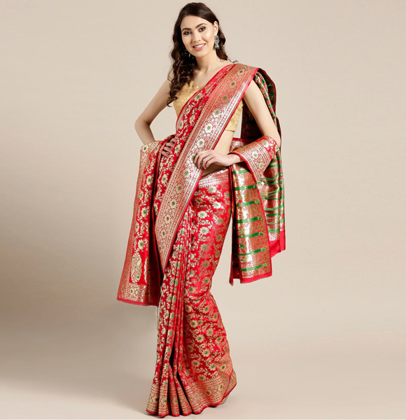 Gorgeous Silk Blend Printed Saree with Blouse GM-1181