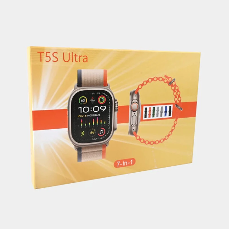 T5S Ultra Smart Watch with 7 Straps, 2.02 Inch HD Display & Fitness Tracking