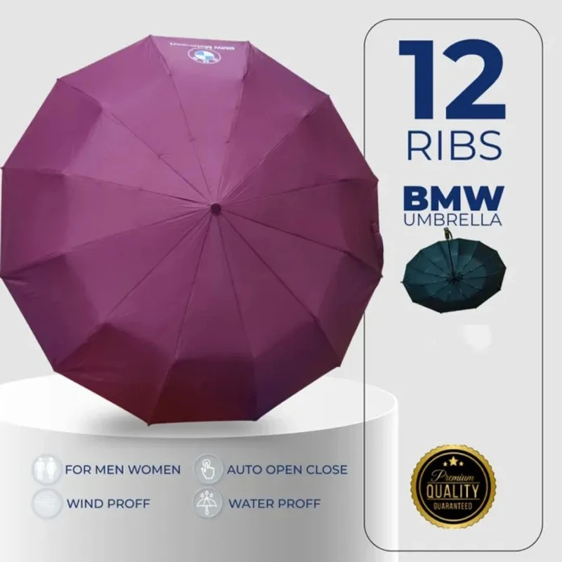 BMW Windproof 12-Rib Automatic Folding Umbrella