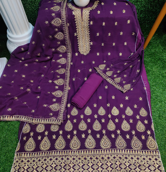 Original Indian Georgette 4 peace With Embroidery Work-GM-965