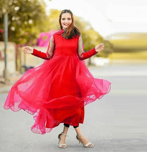 Ready Made Latest Design and Comfortable High-Quality Party Dress For Women- Red