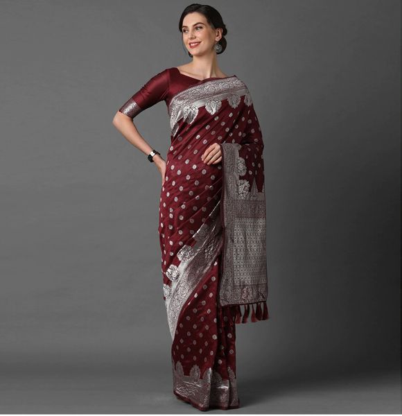 Gorgeous Silk Blend Printed Saree with Blouse GM-1130