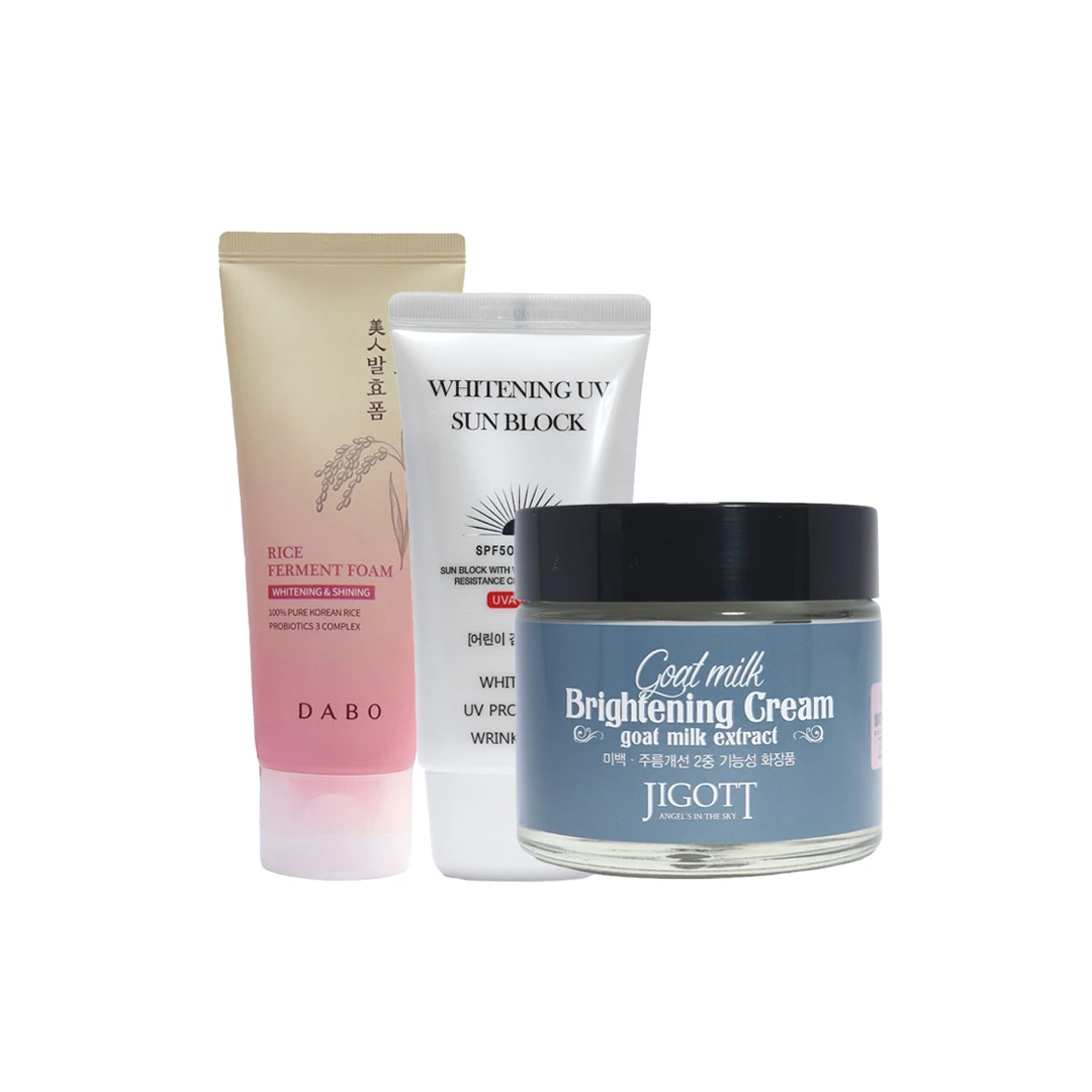 Whitening Care & Sun Protection Combo – 3-Piece Korean Skincare Set