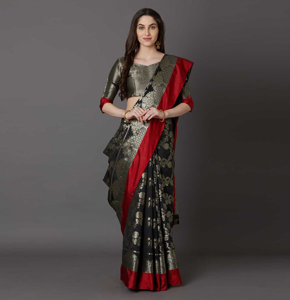 Gorgeous Silk Blend Printed Saree with Blouse GM-1190