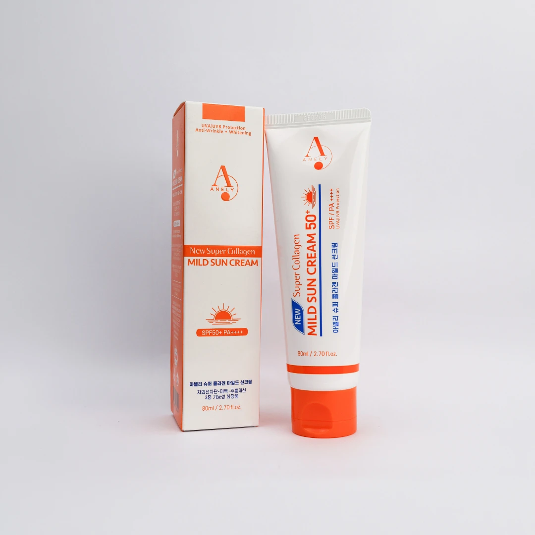ANELY New Super Collagen Mild Sun Cream SPF50+ PA++++ – 80ml Korean Sunscreen with Collagen & Brightening Care