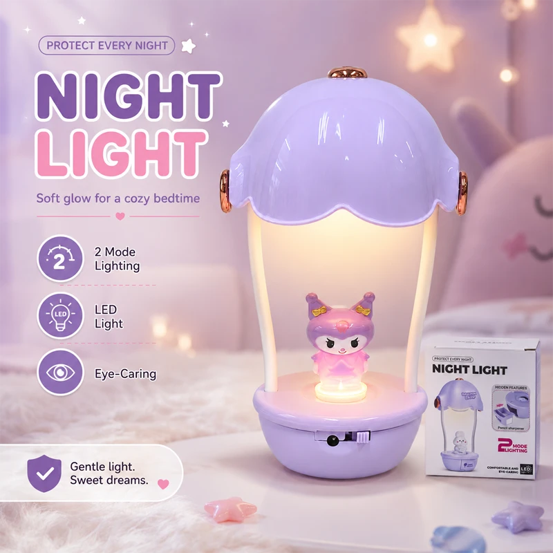 3 in 1 Mini Hot Air Balloon Night Light Desk Lamp with Pencil Sharpener