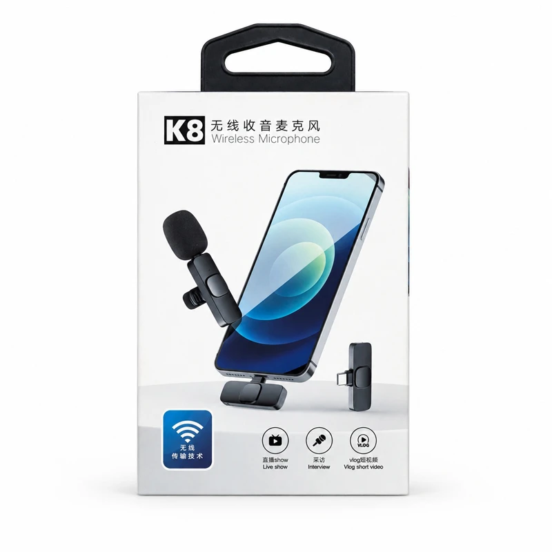 K8 Wireless Microphone for YouTube Vlogging, Video Recording & Online Classes