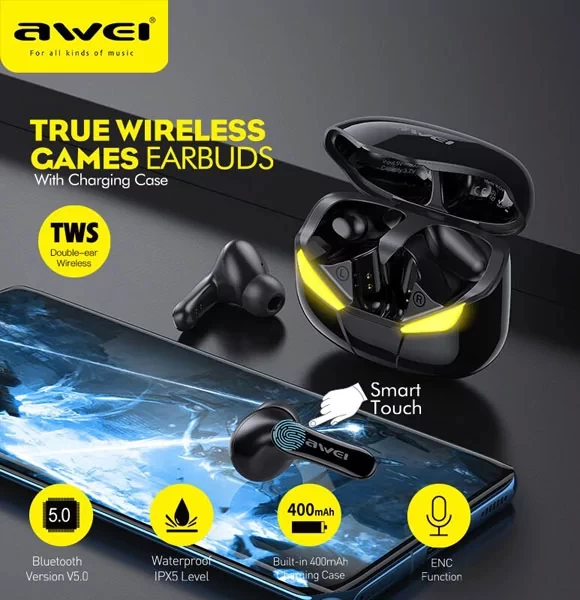 Awei T35 TWS Wireless Gaming Earbuds