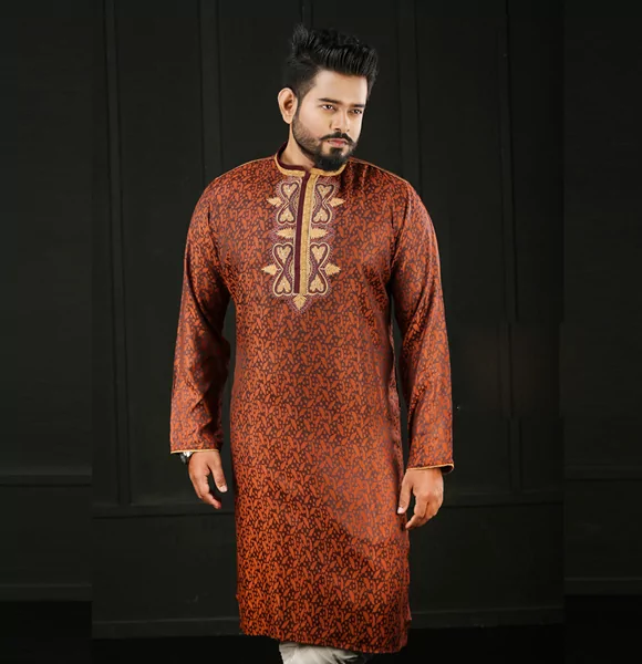 New Stylish Printed with Embroidery Panjabi for Men’s