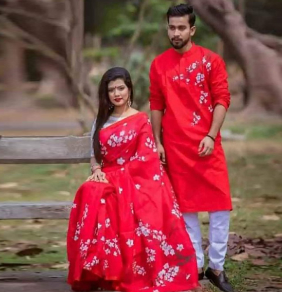 Dhupian Saree + Punjabi (Couple set) GM-1106