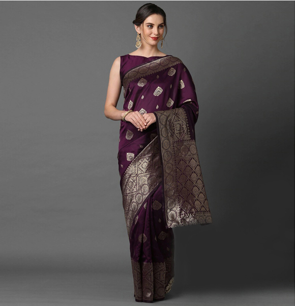 Printed Silk Blend Saree with Blouse GM-1086