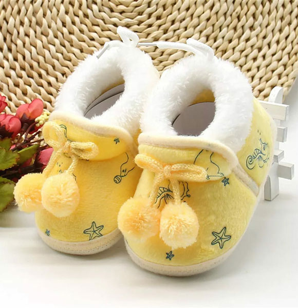 Baby Shoes Winter Newborn Baby Girls Princess Winter Boots First Walkers Infant Toddler Soft Soled Kids Girl Footwear Shoes Yellow