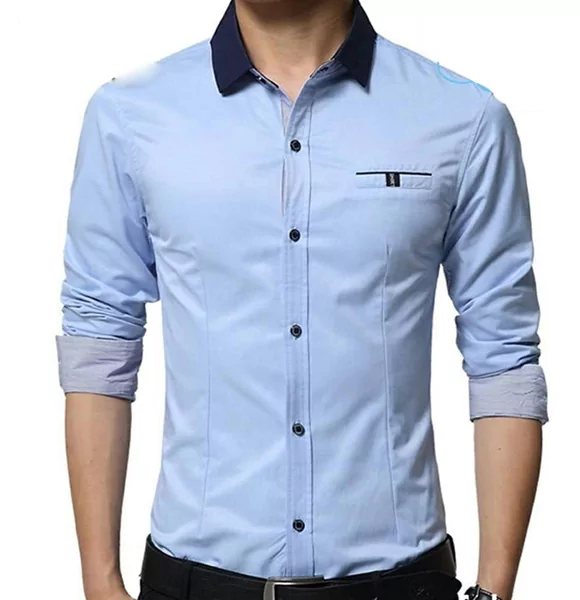 Long Sleeve Casual Shirts for Men (Light Blue)