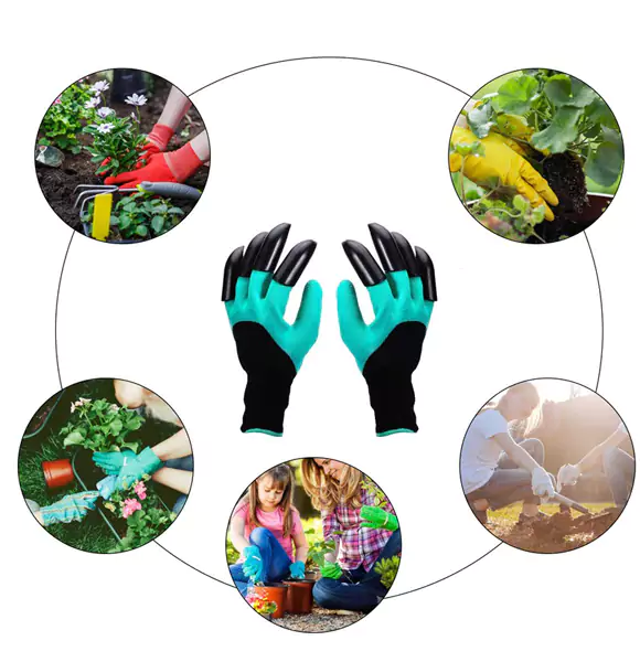 Garden work gloves with claws are suitable for planting digging glue dipping waterproof and protective weeding (DS)