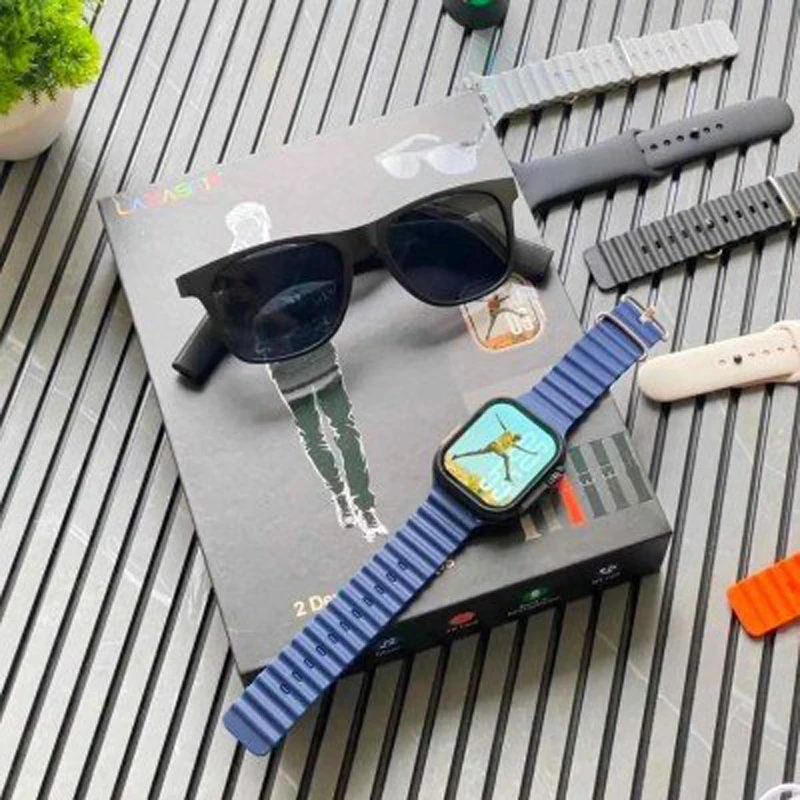 LAXASFIT Smartwatch Set with Smart Sunglasses, 6 Straps & Health Tracking Features